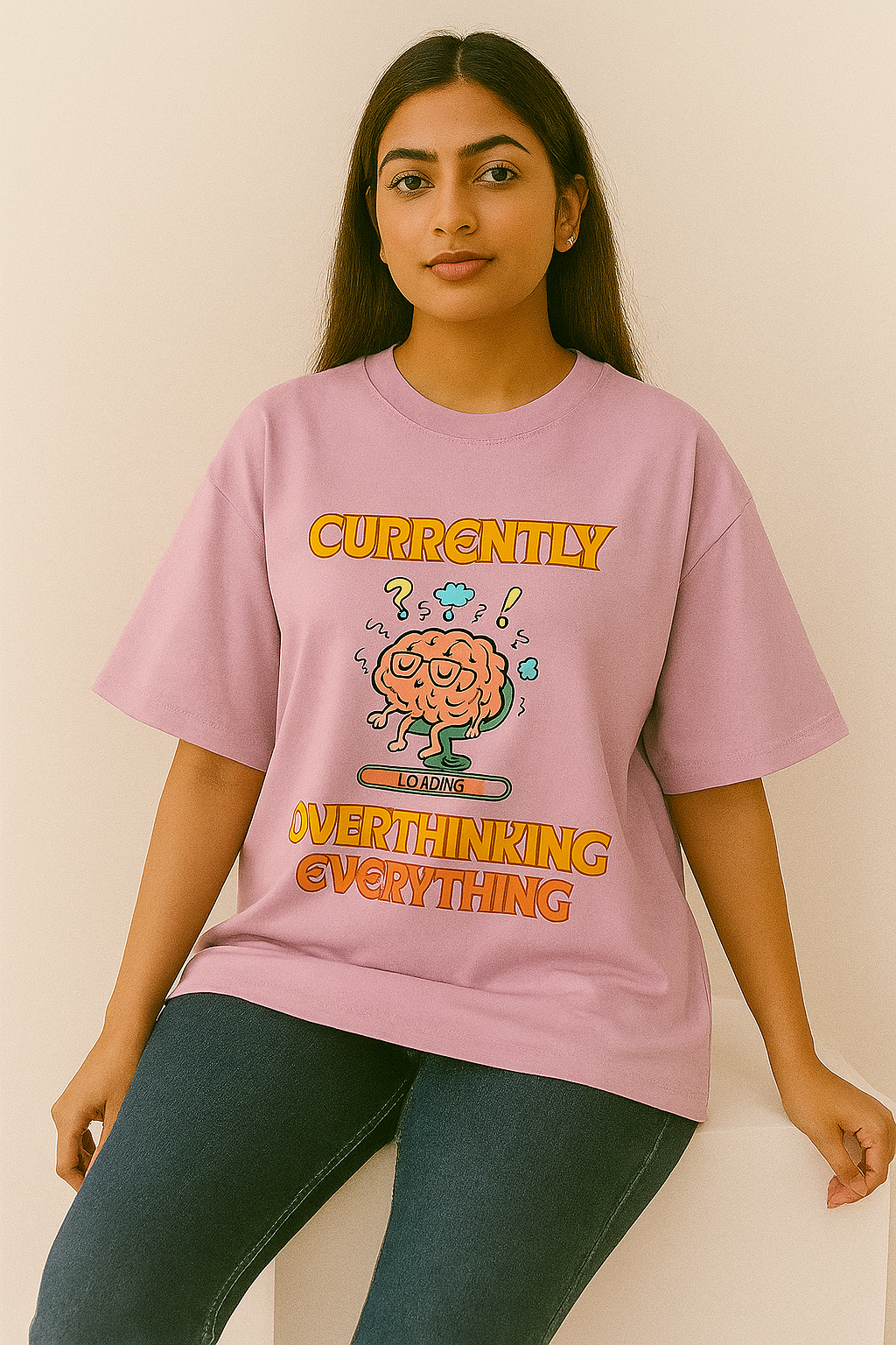 “Overthink Mode” Unisex Oversized Tee