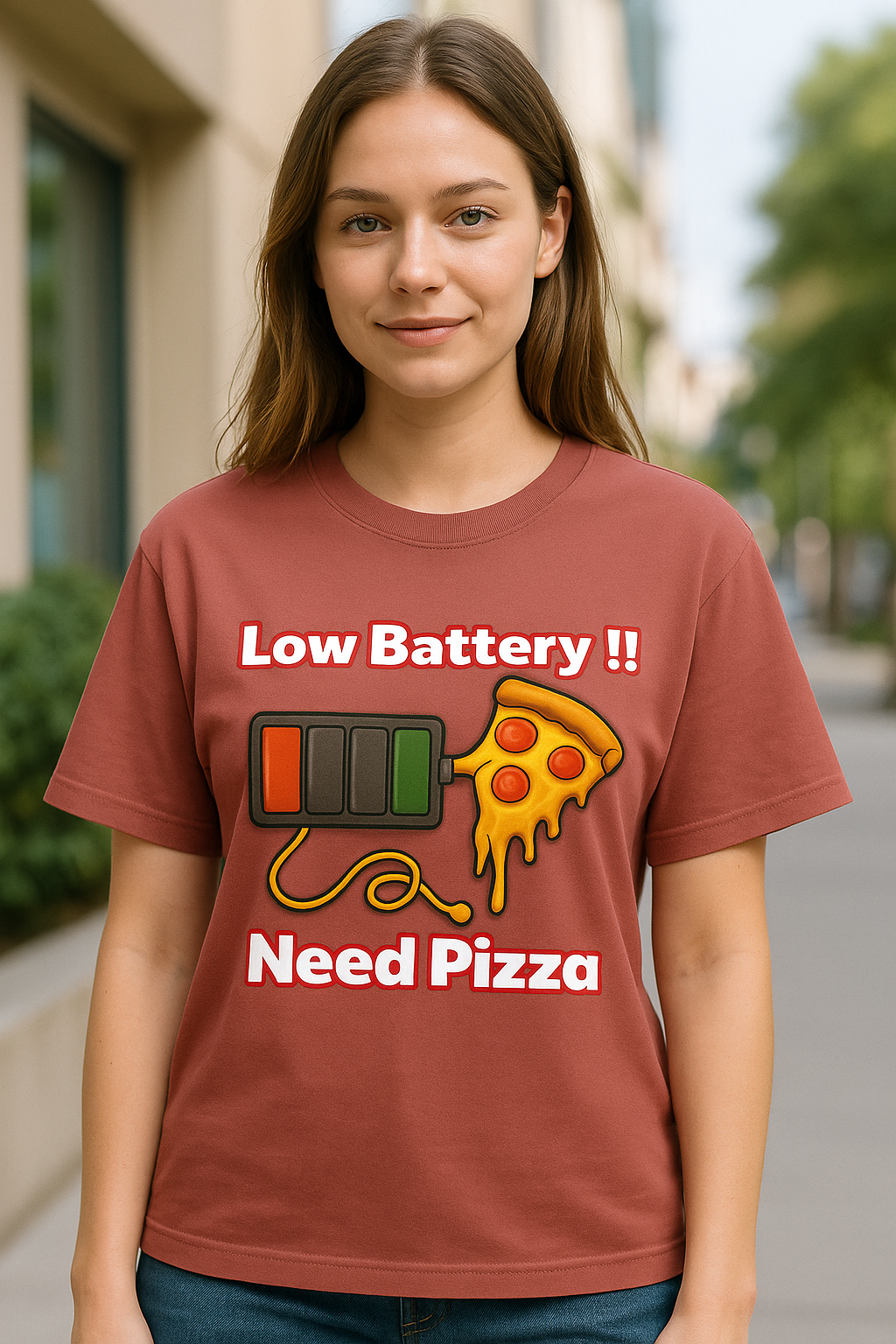 “Pizza Powered” Unisex Oversized Tee