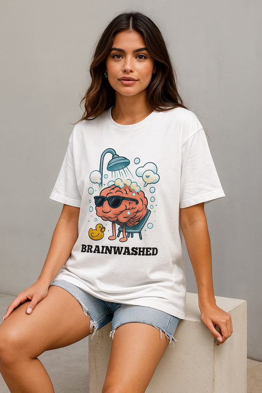 “Brainwashed & Chill” Unisex Oversized Tee
