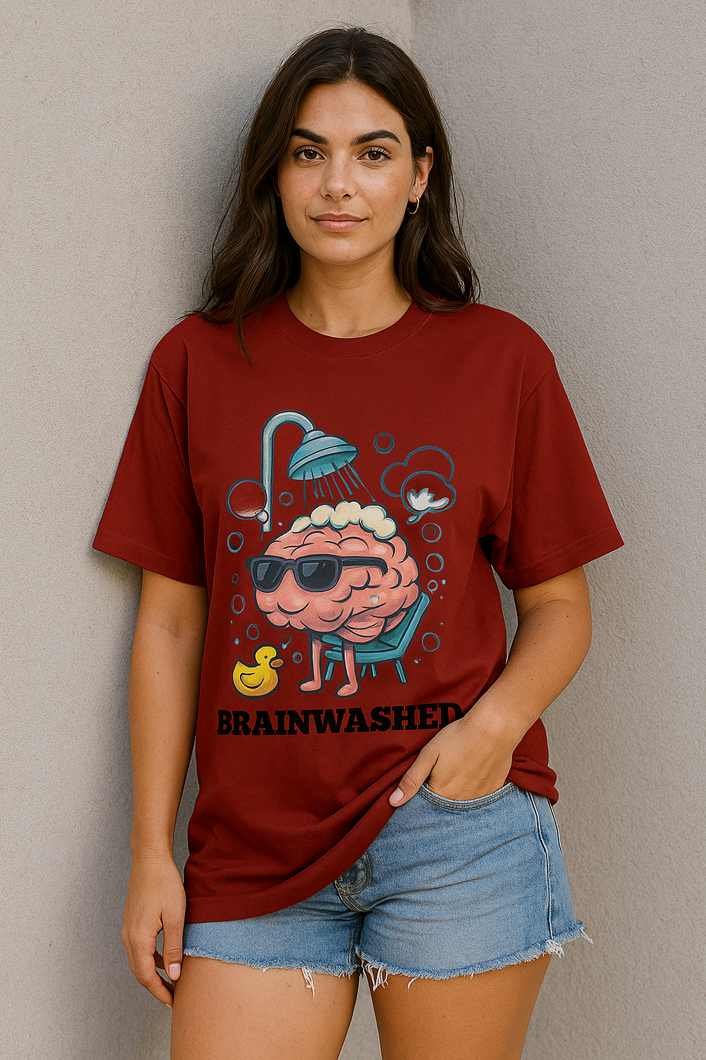 “Brainwashed & Chill” Unisex Oversized Tee