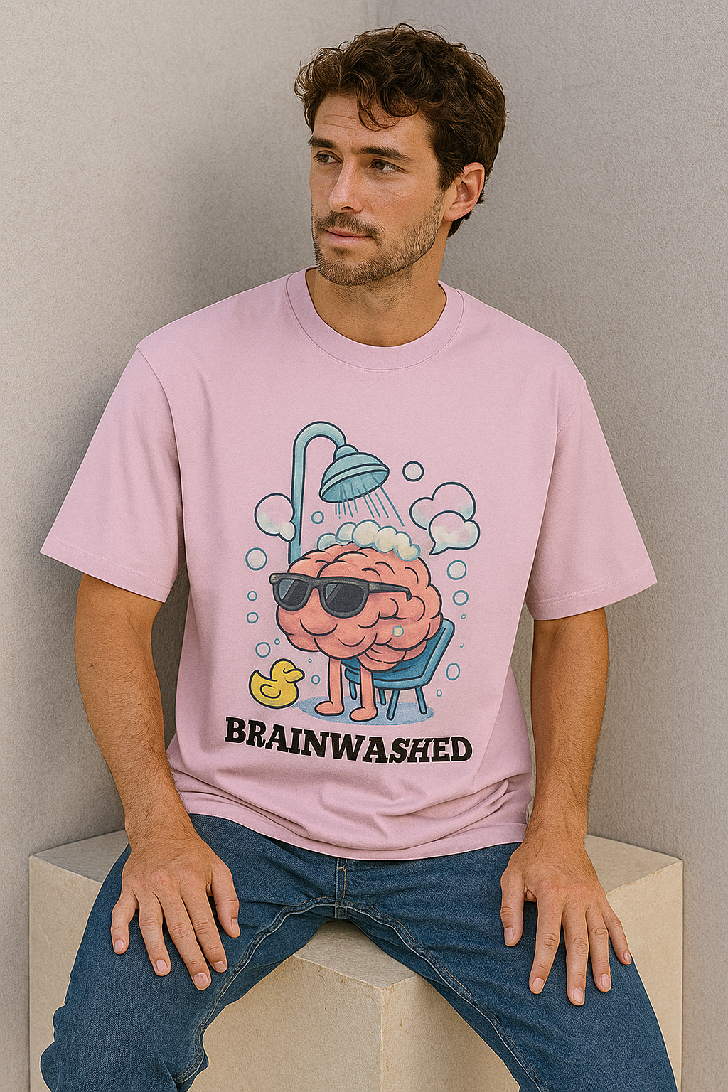 “Brainwashed & Chill” Unisex Oversized Tee