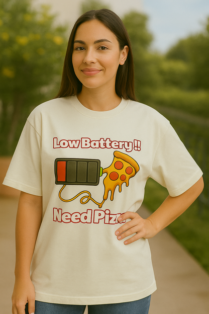 “Pizza Powered” Unisex Oversized Tee
